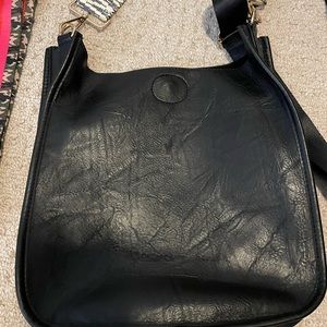 Black Social Threads Vegan Leather Messenger Bag